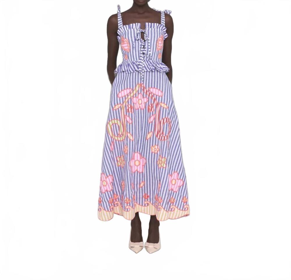 NEW CELIA B kailen maxi dress in blue multi